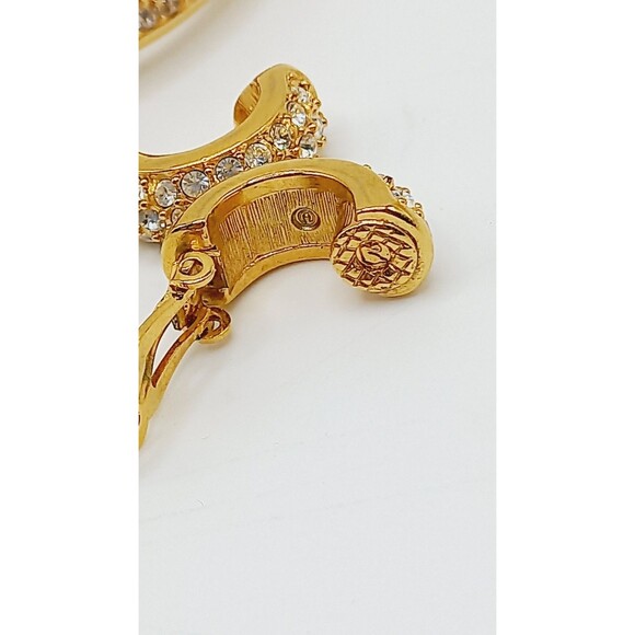 Swarovski Bangle Bracelet & Earrings Crystals & Faux Pearl Gold Tone Swan Mark - Picture 7 of 10